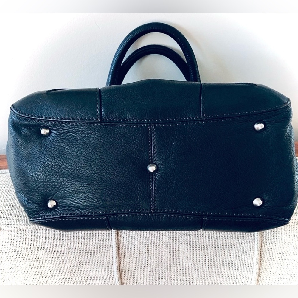 Sonia Rykiel Black Leather Top-Handle Satchel with Silver Hardware - Picture 9 of 12